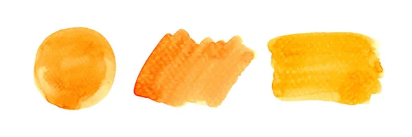Υδατογραφία Πορτοκαλί Πινέλο Λεκέ Χρώμα Νερού Λεκέ Λευκό Αποχρώσεις Του — Διανυσματικό Αρχείο