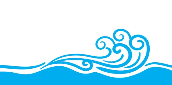 Olas Agua Océano Gráfico Ondas Agua Azul Claro Espacio Copia — Vector de stock