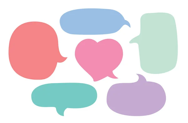 Sprechblase Chat Pastellfarbe Und Süße Herzform Ballonrede Für Dialogbox Sprechblasenrahmen — Stockvektor