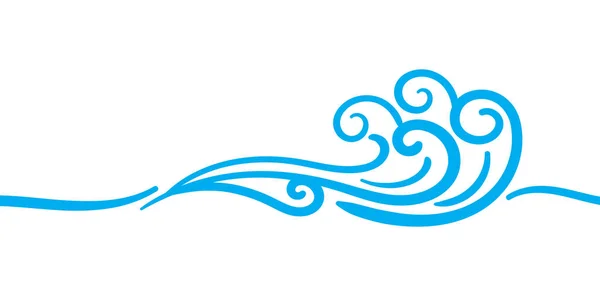 Linha Arte Onda Água Símbolo Gráfico Oceano Onda Água Ondulações — Vetor de Stock