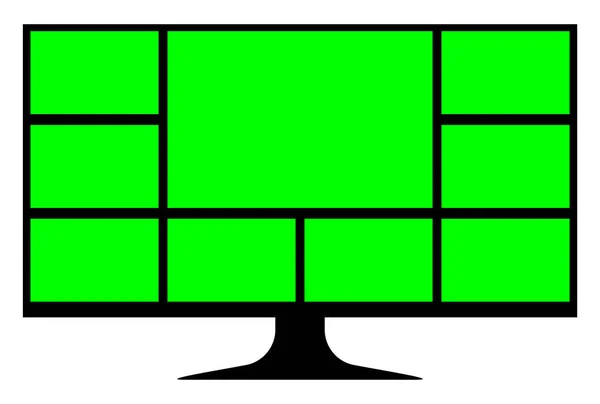 Tela Verde Computador Tela Lcd Para Inserção Chamada Vídeo Modelo —  Vetores de Stock