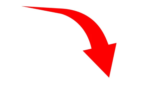 Nyíl Lefelé Mutató Üzleti Grafikon Szimbólum Egyszerű Piros Nyíl Mutató — Stock Vector
