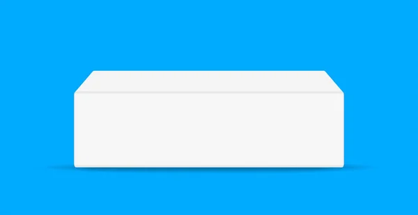 盒子白色 用于包装产品 牙膏盒包装模型在前面 纸盒空白隔离在浅蓝色 — 图库矢量图片