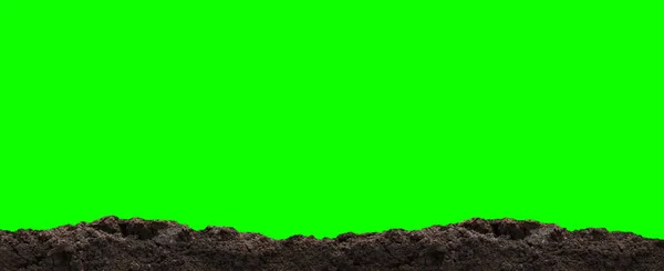 Dreckhaufen Erdhaufen Auf Grün Für Grünen Bildschirmhintergrund Horizontaler Schmutz Schwarze — Stockfoto
