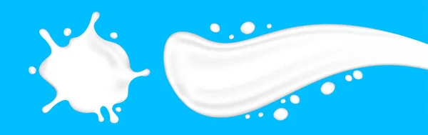 Éclaboussures Lait Pour Bannière Éclaboussure Goutte Lait Blanc Forme Lait — Image vectorielle