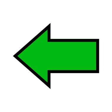 Tek yeşil ok, ok yönü sol işaret beyaz üzerine izole edilmiş, ok yön işareti