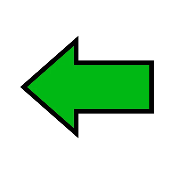 Flèche Verte Unique Direction Flèche Signe Gauche Isolé Sur Blanc — Image vectorielle