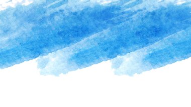 Sancak arkaplanı için beyaz üzerine suluboya mavi leke, beyaz kağıt üzerinde açık mavi doku