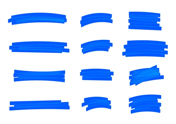 Couleur Bleu Rayures Surbrillance Bannières Dessinées Avec Des Marqueurs Bleu — Image vectorielle