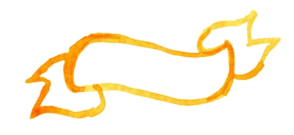 Aranyos Szalag Narancs Akvarell Stílus Művészeti Vonal Szalag Alakú Kéz — Stock Fotó