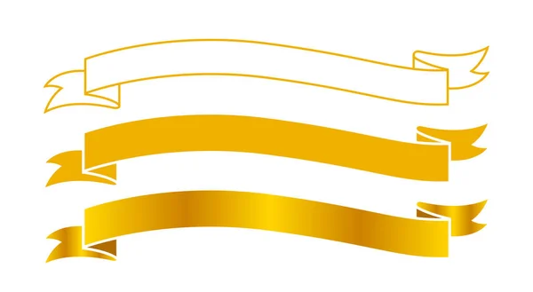 装飾バナーのためのリボンラベルゴールド タグラベル装飾のための黄金のリボンステッカーフレーム ゴールドリボンバッジサインセット — ストックベクタ