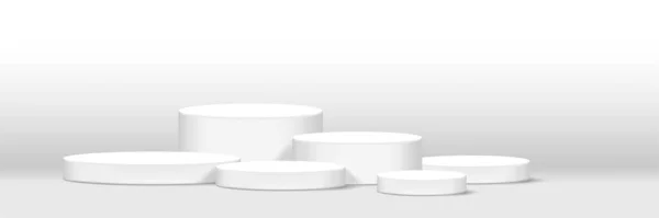 Pódio Cilindro Branco Para Exposição Produto Composição Mostra Fase Pódio — Vetor de Stock