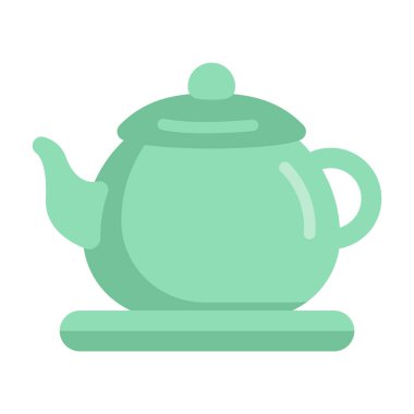 Minimum yeşil çaydanlık ikonu uyumu, refahı ve Ay Yeni Yıl kutlamaları için sıcak konukseverliği simgeliyor. Asya kültürü, festival tasarımı ve tatil kavramları için uygundur.