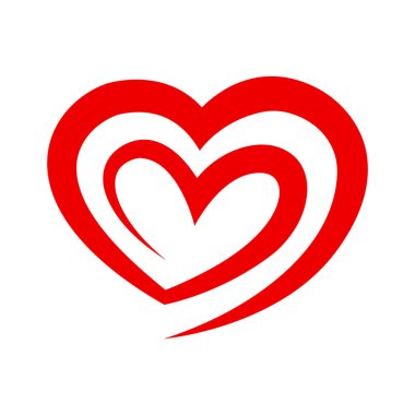 Kalp grafik ikonu, Sevgililer Günü için kırmızı kalp çizimi, kalp fırçası, kalp çıkartması