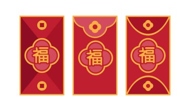 Kırmızı Zarf Hongbao simgesi, Çin 'e Yeni Yıl Vermek için Kırmızı Paket, Angpao simgesi, Kutlama, Şans, Refah ve Ay Yılbaşı Kutlaması sırasında Verme