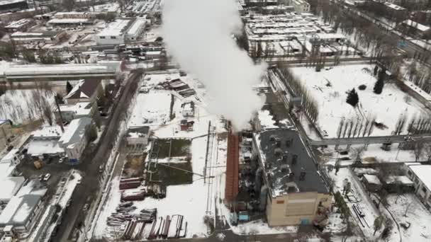 Vue Aérienne Vue Post Apocalyptique Territoire Une Plante Fumée Cheminée — Video