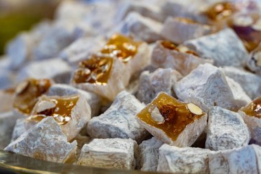 Lezzetli doğu tatlıları, şarküteri Türk Lokum Lokumu.