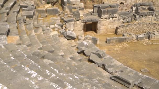 Zřícenina Starověkého Divadla Městě Xanthos Turecko Staré Římské Lycian Rock — Stock video