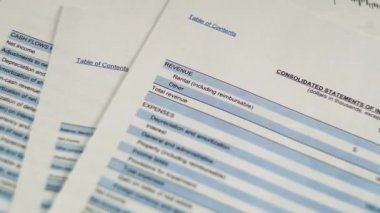 Muhasebe raporu ve mali beyanname masanın üstünde.