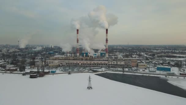 Dolly Câmera Chaminés Fábrica Fumar Problema Ambiental Poluição Meio Ambiente — Vídeo de Stock