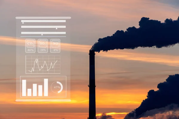 Technology Smart City Internet Things Concept Smokestacks Factory Smoke Sunrise — Stock Photo, Image