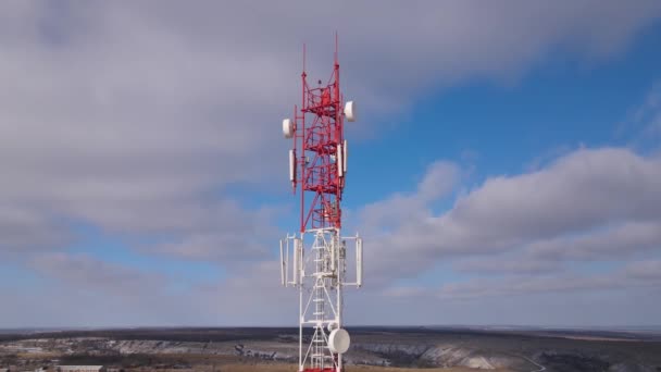Nadajnik Anteny Wieżowej Wieża Ogniw Telekomunikacyjnych — Wideo stockowe