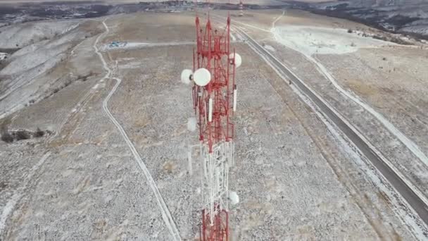 Torre Comunicação Para Telecomunicações Antenas Transceptor Base Estação Telecomunicações — Vídeo de Stock