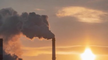 Industrial pipes factory pollution atmosphere, smokestack exhaust gases