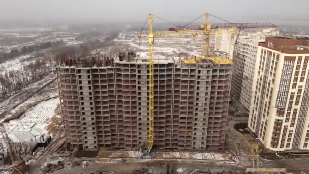Aerial Flight View Over a New Constructions Development Site — Stock Video
