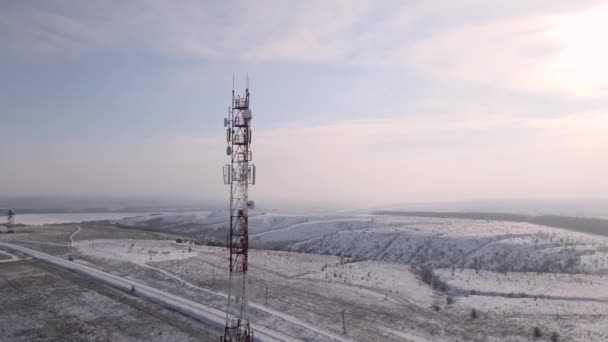 Torre Telecomunicaciones Sistema Conexión Inalámbrica Antena Sistemas Comunicación Campo — Vídeos de Stock