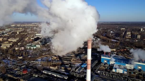 Industrial Factory Tubos Emissão Gás Carbônico Fumaça Conceito Crise Ecológica — Vídeo de Stock