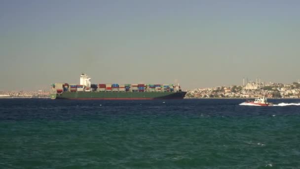 Vrachtschip Tanker Bosporus Strait Logistiek Turkije Zee — Stockvideo