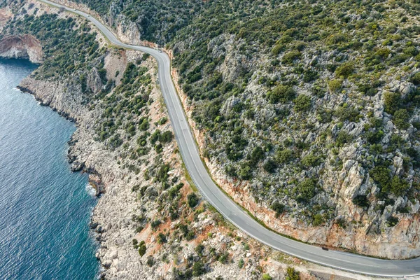 Küstenstraße Entlang Mittelmeer Und Felsen Bei Sonnenuntergang Roadtrip Zum Meer — Stockfoto