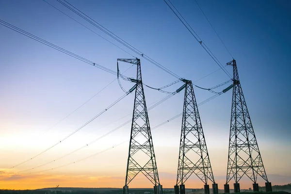 Torre Línea Eléctrica Industrial Alto Voltaje Tecnología Energética — Foto de Stock