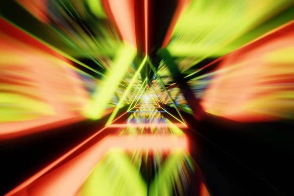 Abstract Acceleration Speed Motion through light tunnel. Technology background, 3d render.