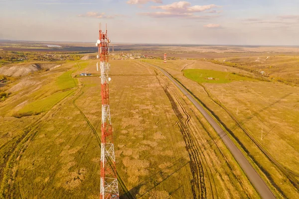 Telecommunication tower 5G, Wireless Antenna connection system of communication systems in countryside.