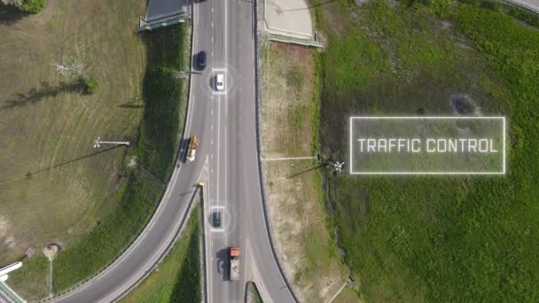 Sistema de vigilancia del tráfico en carretera. Sistema de control de velocidad e identidad — Vídeos de Stock