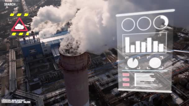 Tecnología Ciudad inteligente y zona industrial con contaminación industrial — Vídeos de Stock