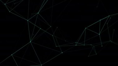 Soyut bağlantılı noktalar ve çizgiler dikişsiz döngü siyah arkaplan.