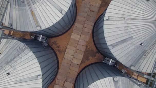 现代农产品加工厂的谷物电梯 空中景观 — 图库视频影像