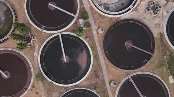 Estação Tratamento Esgoto Tanque Redondo Sedimentação Clarificador Estação Tratamento Esgoto — Vídeo de Stock