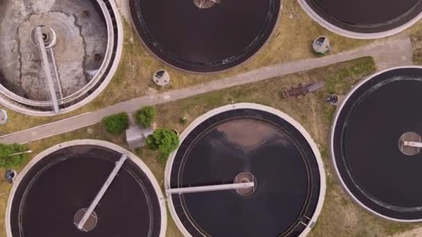 Bacia Águas Residuais Limpa Estação Tratamento Águas Residuais Para Reciclar — Vídeo de Stock