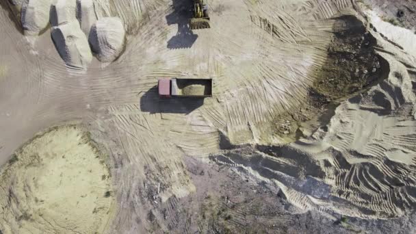 Opencast Sand Quarry Industrial Extraction Sand Construction Industry Excavators Tractors — Stock Video