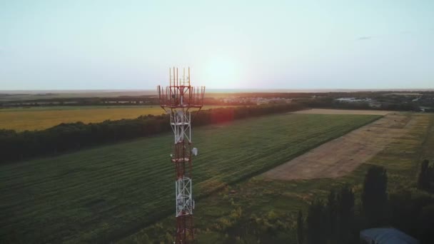 Telekommunikation Antennmottagare Mobiltelefon Torn Med Basstation Sändare Antenn — Stockvideo