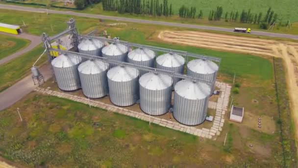 Ascensor Grano Zona Agrícola Vista Aérea Del Almacén Almacenamiento Granos — Vídeos de Stock