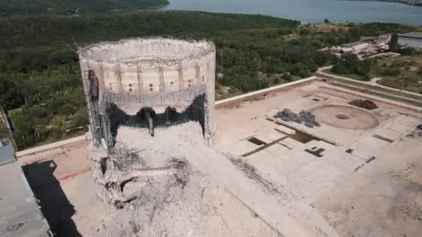 Endüstri Binasının Kalıntıları Nşaat Sahasındaki Sanayi Binası Yıkıldı — Stok video