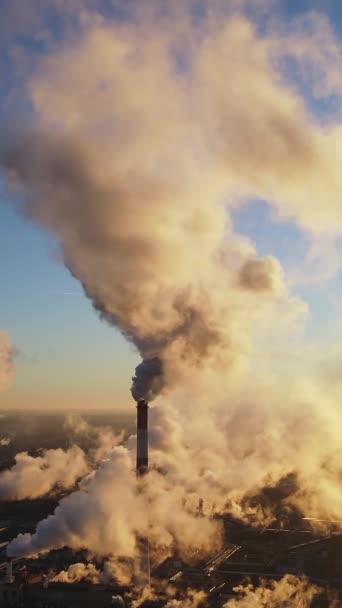 Emise Atmosféry Průmyslových Trubek Vertikální Video Koncepce Globálního Oteplování Znečištění — Stock video
