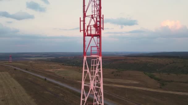 Telecommunicatie Antenne Ontvanger Mobiele Telefoon Toren Met Basisstation Transceiver Antenne — Stockvideo