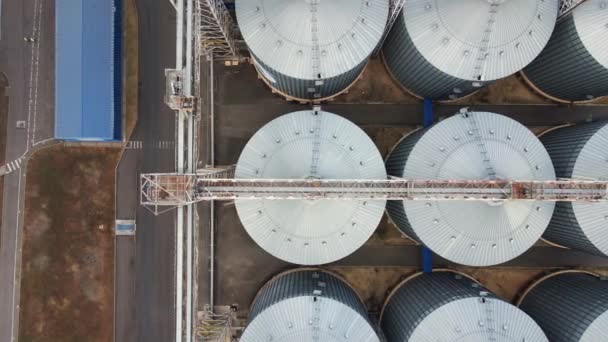 Graanopslag Grote Silo Vanuit Lucht Lift Met Graan Zicht Van — Stockvideo