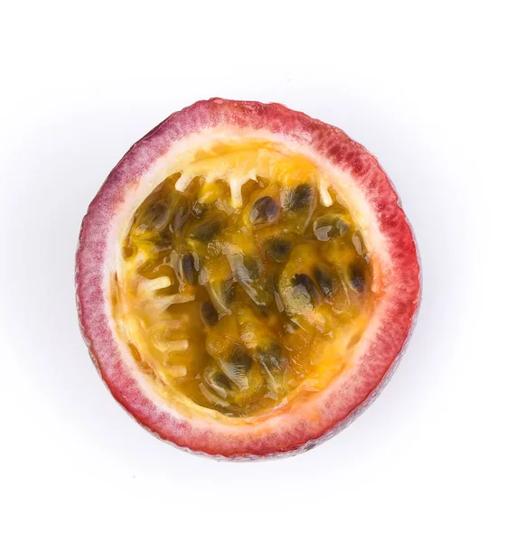 Vista Superior Slice Pasion Fruit Isolatd Sobre Fondo Blanco — Foto de Stock